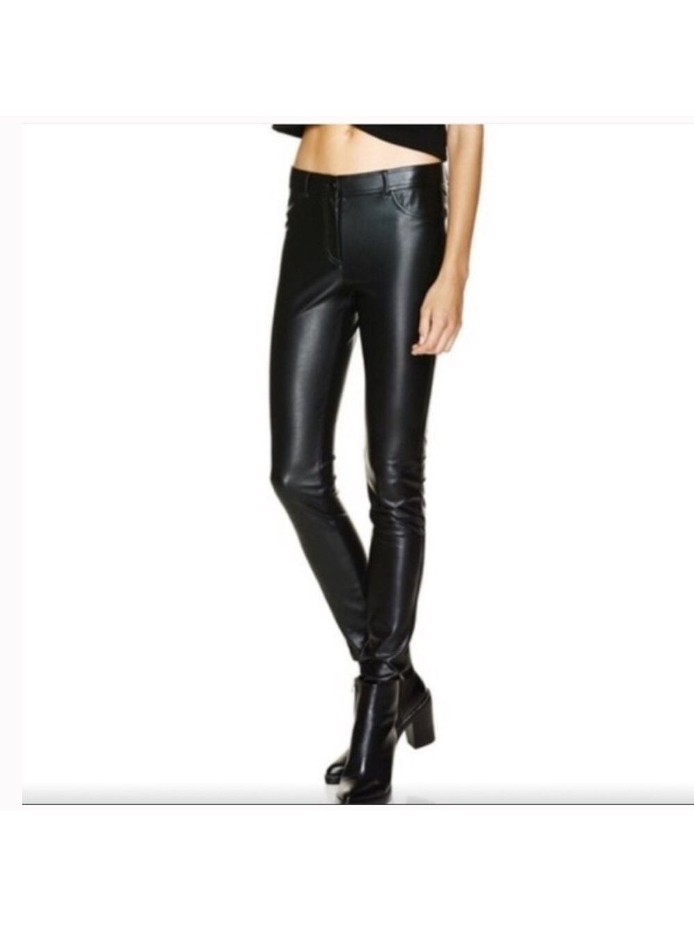Aritzia Wilfred Free Faux Leather Skinny Pants in Black Sz 2